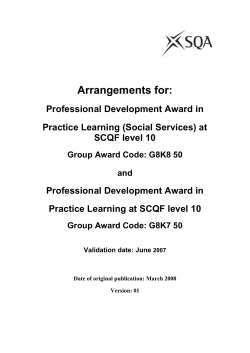 Arrangements for PDA Practice Learning SCQF level 10