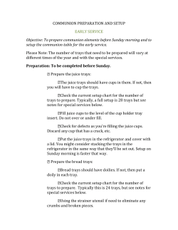 Objective: To prepare communion elements before Sunday morning