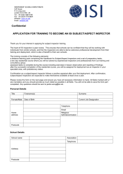 application for training to become an isi subject/aspect inspector