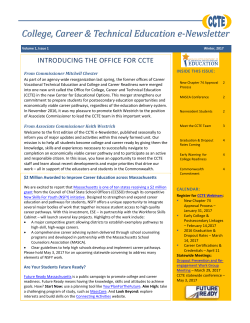 CCTE Newsletter Volume 1, Issue1, Winter, 2017