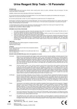 Urine Reagent Strip Tests &ndash; 10 Parameter INTENDED USE