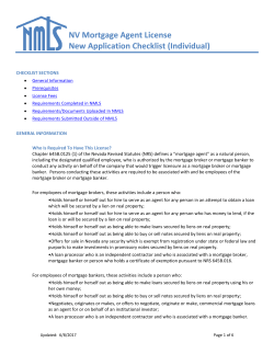 NV Mortgage Agent License New Application Checklist