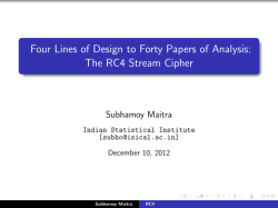 The RC4 Stream Cipher - Indian Statistical Institute, Kolkata