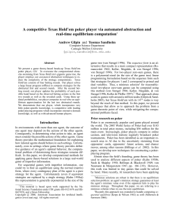 A competitive Texas Hold`em poker player via automated abstraction