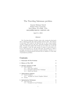 The Traveling Salesman problem