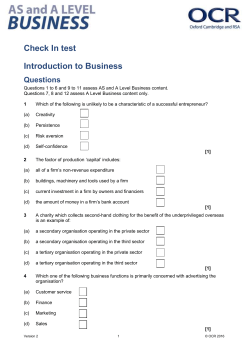 AS and A Level Business Check In test (Introduction to