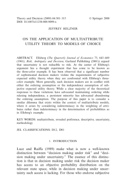 ON THE APPLICATION OF MULTIATTRIBUTE UTILITY THEORY TO