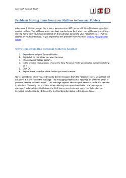 Problems Moving Items from your Mailbox to Personal Folders