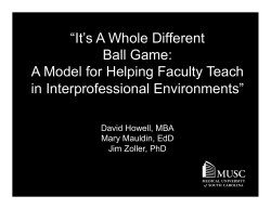 “It`s A Whole Different Ball Game: A Model for Helping Faculty Teach