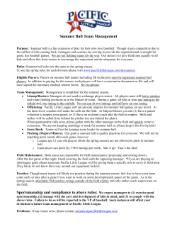 Summer Ball Team Management Sportsmanship and compliance to