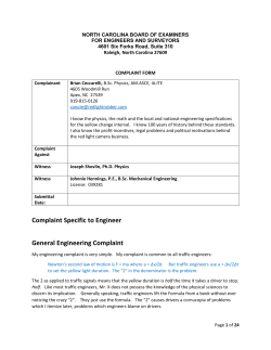 Board of Engineers Complaint