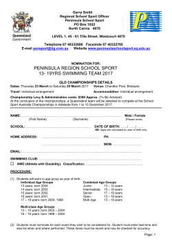 2017 13-19yrs Swimming Nomination Form and Information