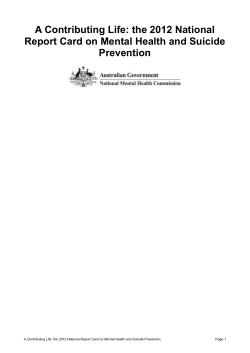A Contributing Life: the 2012 National Report Card on Mental Health