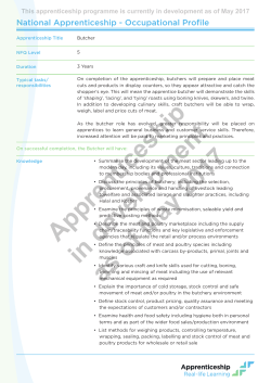 Apprenticeship in development as of May 2017