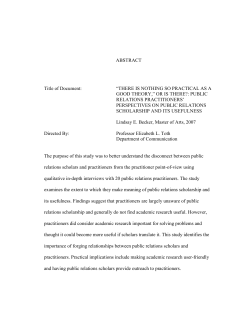 THERE IS NOTHING SO PRACTICAL AS A GOOD THEORY