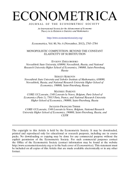Econometrica, Vol. 80, No. 6 (November, 2012), 2765&ndash;2784