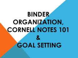 BINDER ORGANIZATION and GOAL SETTING