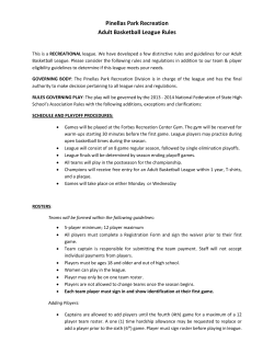 Pinellas Park Recreation Adult Basketball League Rules