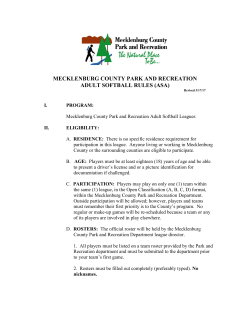 MECKLENBURG COUNTY PARK AND RECREATION