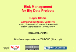 Risk Mngt for Big Data - Roger Clarke`s Home-Page