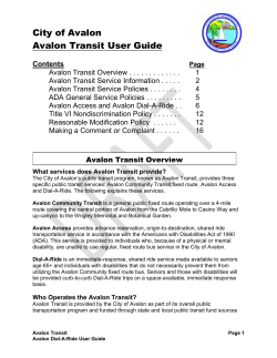 Avalon Transit User Guide