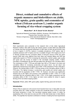 Direct, residual and cumulative effects of organic manures and