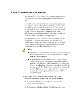Rolling Ending Balances to the Next Year