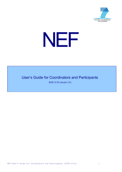 NEF User`s Guide for Coordinators and Participants