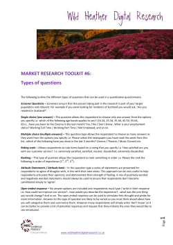 MARKET RESEARCH TOOLKIT #6: Types of questions