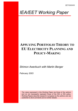 Applying Portfolio Theory to EU Electricity Planning and Policy