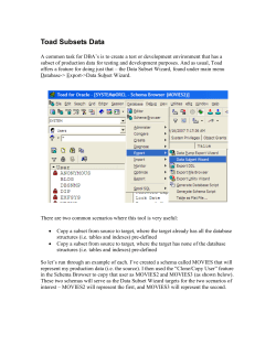 Toad Subsets Data