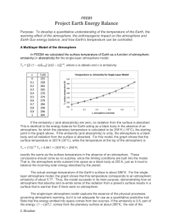 PEEB5 Project Earth Energy Balance Purpose: To develop a