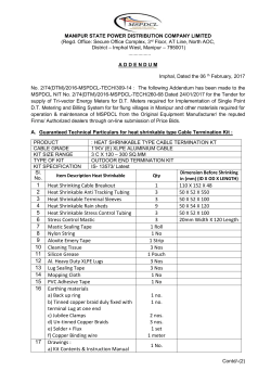 Addendum for the Tender for procurement of materials required for