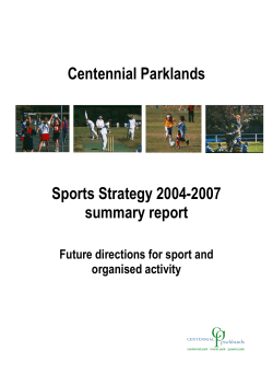 Centennial Parklands Sports Strategy 2004