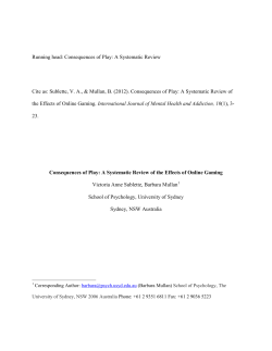 Consequences of Play A Systematic Review of the Effects of Online