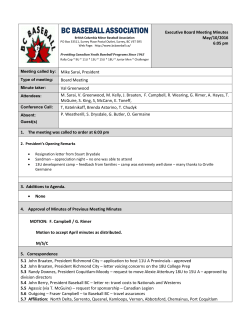 May 2016 Minutes - BC Minor Baseball