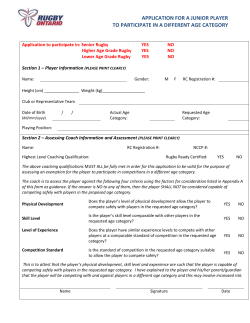 Rugby Ontario - Schedule A - Exception to the Two