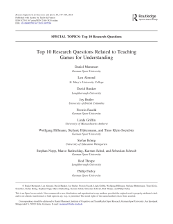Top 10 Research Questions Related to Teaching Games for