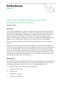 Submission of the Ombudsman - Small Passenger Services Sector