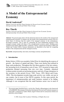 A Model of the Entrepreneurial Economy