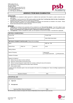 Absence from Main Examination