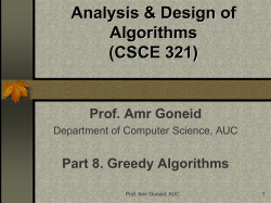 Greedy Algorithms - Computer Science and Engineering Department