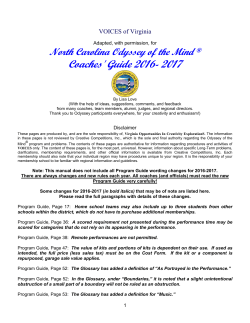 Coaches` Guide 2016- 2017 - North Carolina Odyssey of the Mind