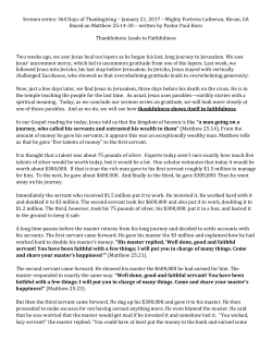 364 Days of Thanksgiving &ndash; Matthew 25.14 &ndash; 30