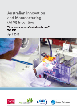 Australian Innovation and Manufacturing (AIM) Incentive