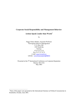 Corporate Social Responsibility and Management Behavior: Actions
