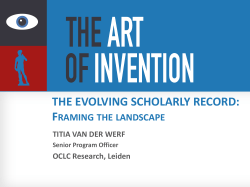 The Evolving Scholarly Record: Framing the Landscape