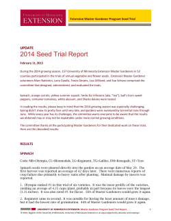 2014 Seed Trials Report - University of Minnesota Extension