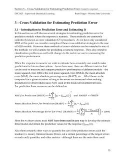 Cross-Validation (CV) - Winona State University