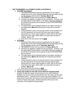 1. BID TOURNAMENT and TEAMS PLAYING at NATIONALS a. 15